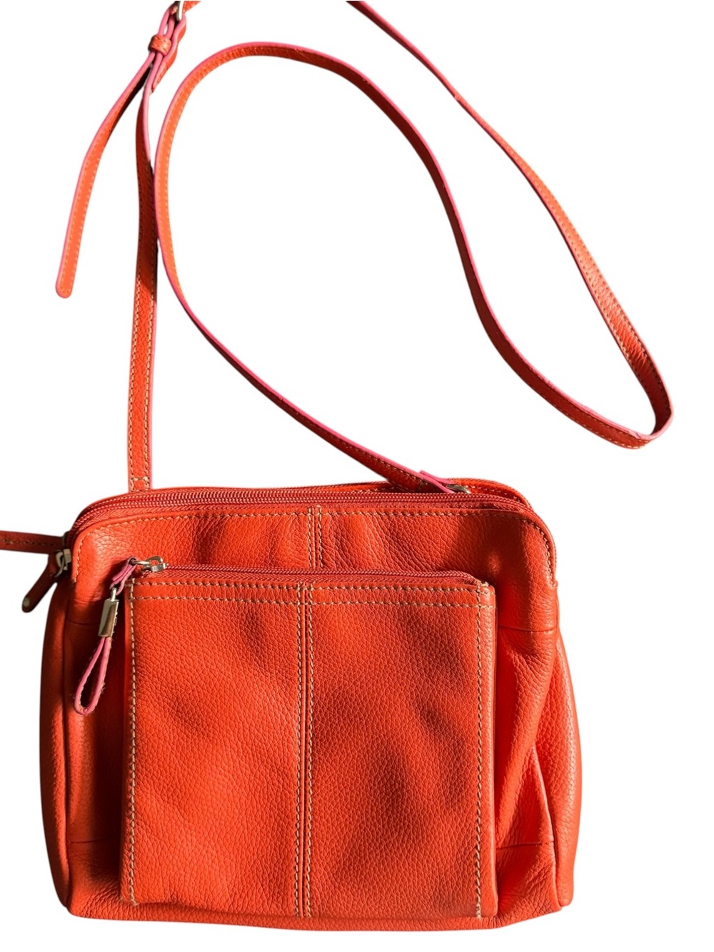 Tignanello Orange Pebbled Leather Crossbody
